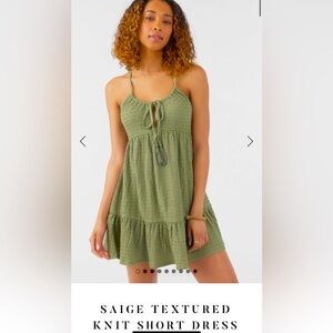 O’Neill Saige Textured Knit Short Dress in color Oil Green. Brand new with tags.